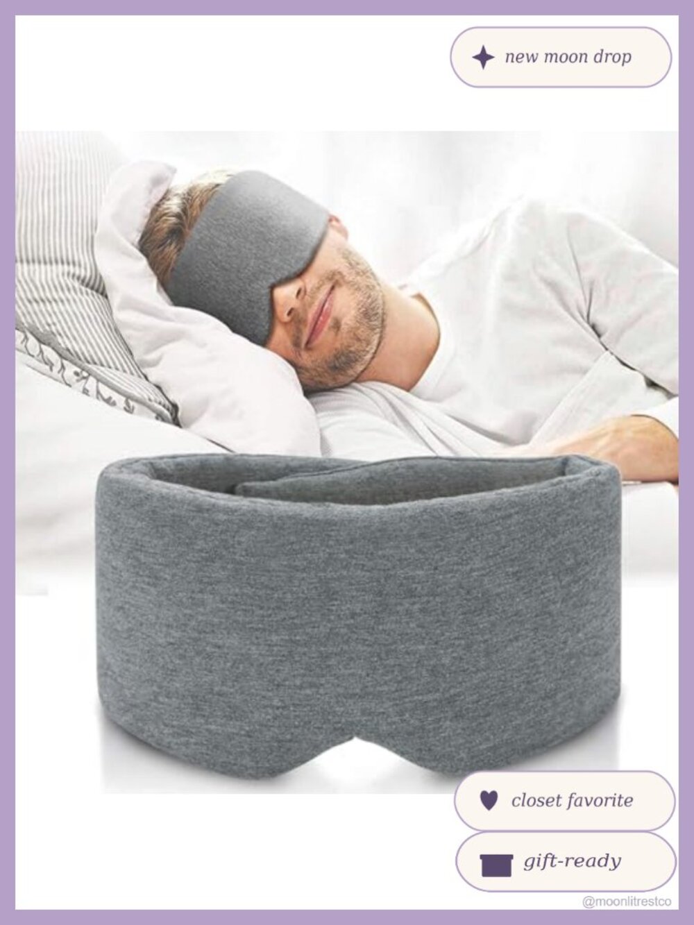 Cotton Sleep Eye Mask Blackout Side Sleeper Adjustable Velcro Strap
